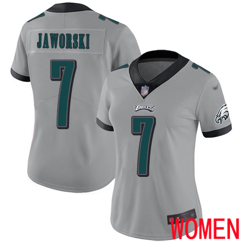 Women Philadelphia Eagles #7 Ron Jaworski Limited Silver Inverted Legend NFL Jersey Football->nfl t-shirts->Sports Accessory